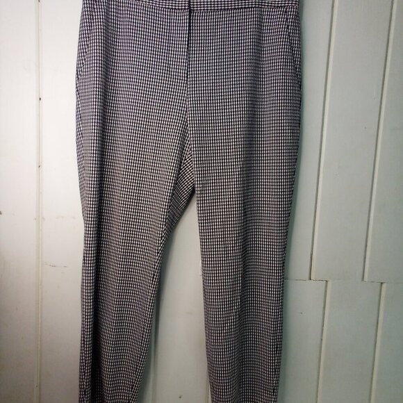 Preston & York Pants Women 14 Casual Pockets Houndstooth Pattern Black White - Picture 2 of 14